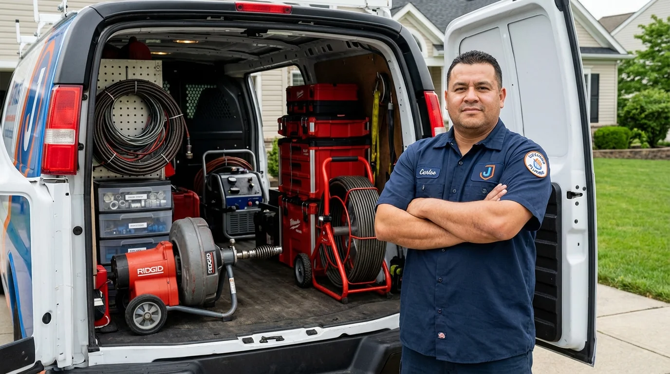 Professional drain cleaning equipment and Johns Plumbing LLC plumber in Hoosick Falls
