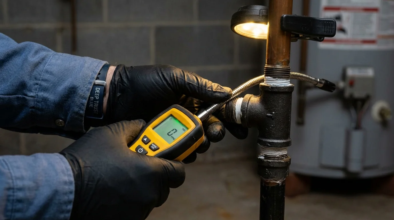 Gas leak detection with electronic sniffer by Johns Plumbing LLC in Hoosick Falls